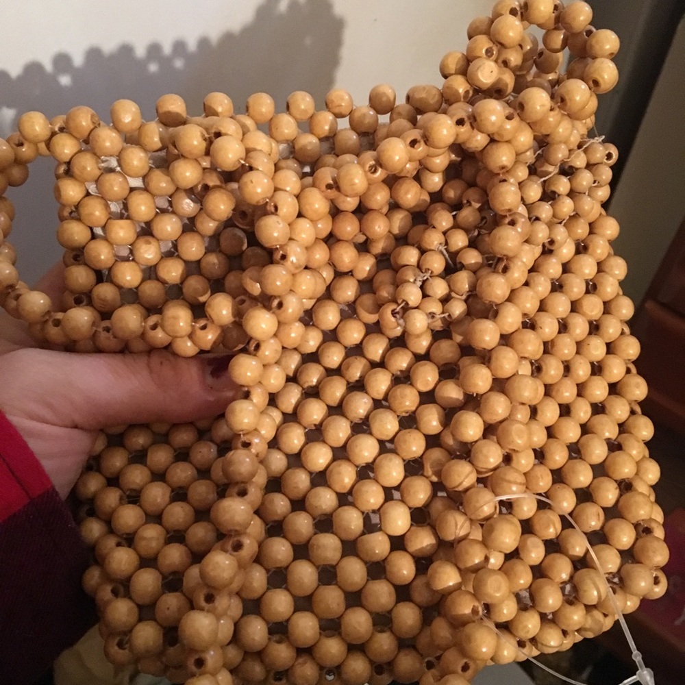 Wood beaded purse